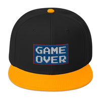 Game Over 8 Bit Embroidered 80's Retro Style Flat Bill Cap embroidered snapback hat, product image 15