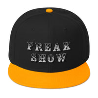 White Circus Freak Show Embroidered Flat Bill Cap embroidered snapback hat, product image 16