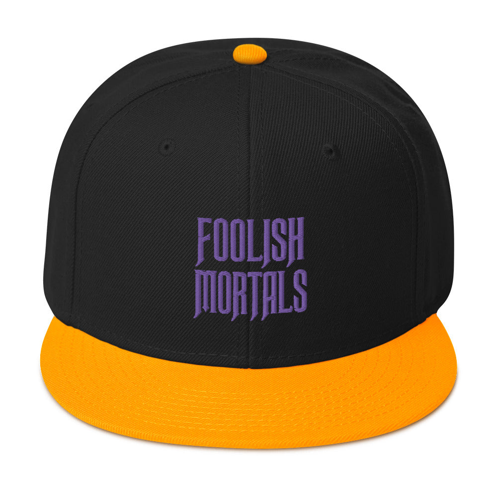Purple Foolish Mortals Haunted Mansion Embroidered Flat Bill Cap Snapback Hat