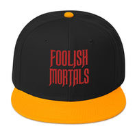 Red Foolish Mortals Haunted Mansion Embroidered Flat Bill Cap embroidered snapback hat, product image 15