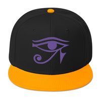 Purple Eye of Ra Egyptian Goddess Embroidered Flat Bill Cap embroidered snapback hat, product image 15