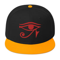 Red Eye of Ra Egyptian Goddess Embroidered Flat Bill Cap embroidered snapback hat, product image 15
