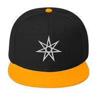 White Elven Star Witchcraft Symbol Embroidered Flat Bill Cap embroidered snapback hat, product image 14