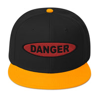 Red Danger Warning Sign Embroidered Flat Bill Cap embroidered snapback hat, product image 15