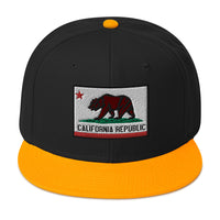 California U.S. State Flag Embroidered Flat Bill Cap embroidered snapback hat, product image 16