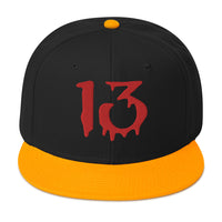 Bloody Number Thirteen 13 Lucky Halloween Embroidered Flat Bill Cap embroidered snapback hat, product image 15