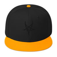 Black Inverted Pentagram Black Metal Style Embroidered Flat Bill Cap embroidered snapback hat, product image 16