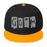 Black and White Vertical Stripe Goth Embroidered Flat Bill Cap embroidered snapback hat, product image 16