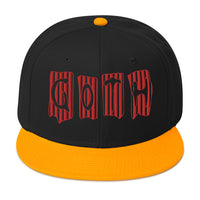Black and Red Vertical Stripe Goth Embroidered Flat Bill Cap embroidered snapback hat, product image 15