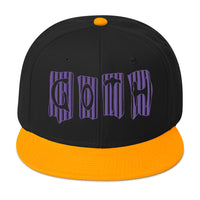 Black and Purple Vertical Stripe Goth Embroidered Flat Bill Cap embroidered snapback hat, product image 15