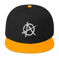 White Anarchy Sign Punk Rock Chaos Embroidered Flat Bill Cap embroidered snapback hat, product image 16