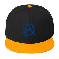 Blue Anarchy Sign Punk Rock Chaos Embroidered Flat Bill Cap embroidered snapback hat, product image 16