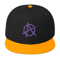 Purple Anarchy Sign Punk Rock Chaos Embroidered Flat Bill Cap embroidered snapback hat, product image 15