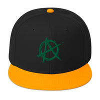 Green Anarchy Sign Punk Rock Chaos Embroidered Flat Bill Cap embroidered snapback hat, product image 15