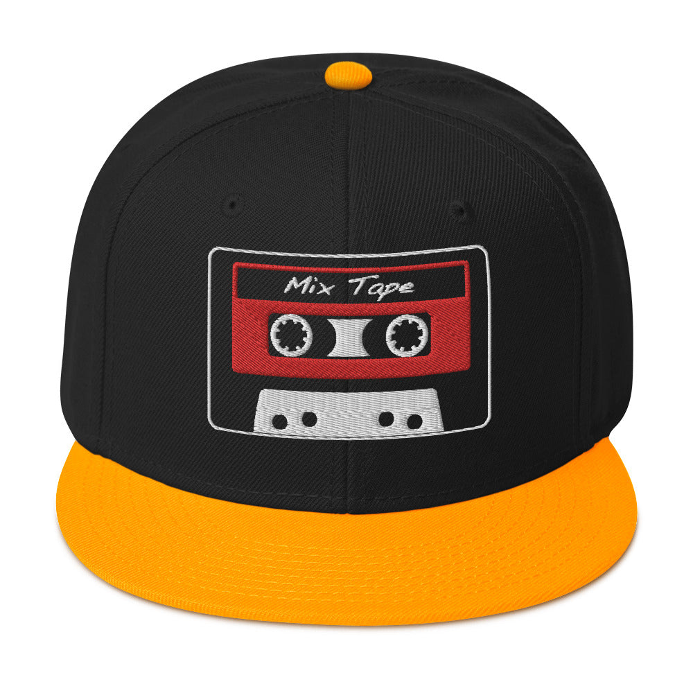 80's Style Retro Cassette Mix Tape Embroidered Flat Bill Cap Snapback Hat