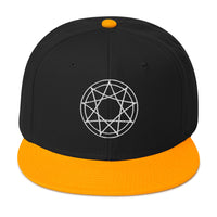 White 9 Point Star Pentagram Occult Symbol Embroidered Flat Bill Cap embroidered snapback hat, product image 16