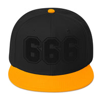 Black 666 The Number of the Beast Evil Embroidered Flat Bill Cap embroidered snapback hat, product image 15