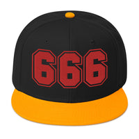 Red 666 The Number of the Beast Evil Embroidered Flat Bill Cap embroidered snapback hat, product image 15