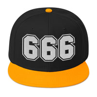White 666 The Number of the Beast Evil Embroidered Flat Bill Cap embroidered snapback hat, product image 16