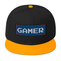 80's Retro Style 8 Bit Gamer Embroidered Flat Bill Cap embroidered snapback hat, product image 15
