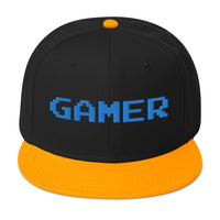 8 Bit Gamer Embroidered Flat Bill Cap embroidered snapback hat, product image 16