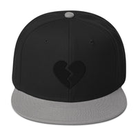 Black Broken Heart Valentines Day Embroidered Flat Bill Cap embroidered snapback hat, product image 12