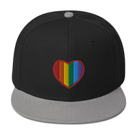 Gay Pride Rainbow Colors Heart Embroidered Flat Bill Cap embroidered snapback hat, product image 12