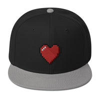 Retro 8 Bit Video Game Pixelated Heart Embroidered Flat Bill Cap embroidered snapback hat, product image 12