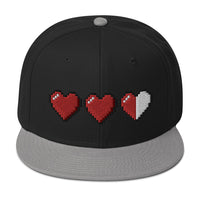 3 Heart Meter Retro 8 Bit Video Game Pixelated Embroidered Flat Bill Cap embroidered snapback hat, product image 12