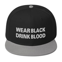 Wear Black Drink Blood Embroidered Flat Bill Cap embroidered snapback hat, product image 11