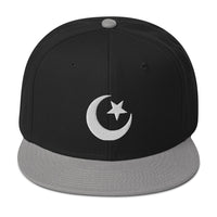 Star and Crescent Moon Ancient Symbol Embroidered Flat Bill Cap embroidered snapback hat, product image 11