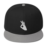 Okay Sign Hand Gesture Symbol Embroidered Flat Bill Cap embroidered snapback hat, product image 11