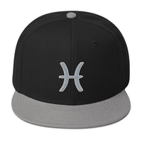 Zodiac Sign Pisces Embroidered Flat Bill Cap embroidered snapback hat, product image 11