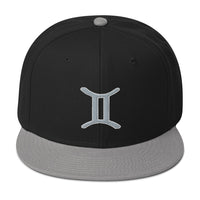 Zodiac Sign Gemini Embroidered Flat Bill Cap embroidered snapback hat, product image 11