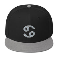 Zodiac Sign Cancer Embroidered Flat Bill Cap embroidered snapback hat, product image 10
