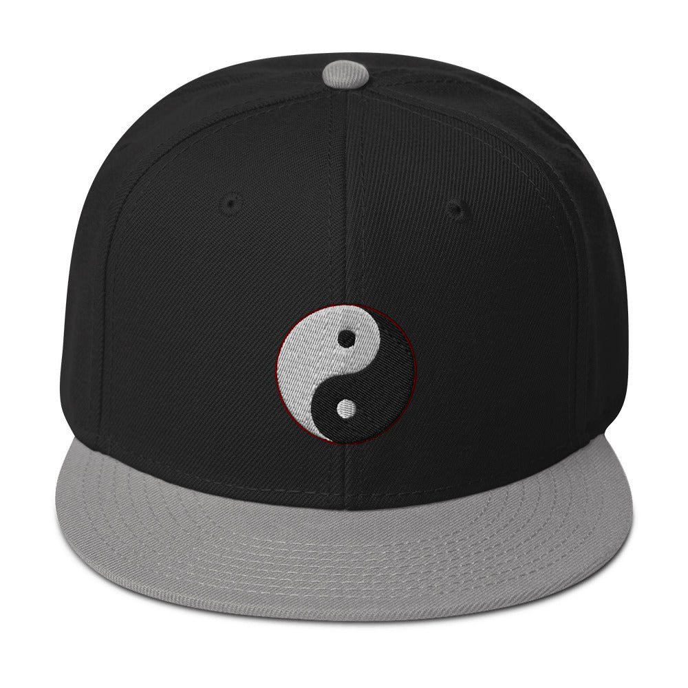 Yin and Yang Chinese Symbol Embroidered Flat Bill Cap Snapback Hat