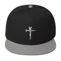 Wooden Stakes Cross Embroidered Flat Bill Cap embroidered snapback hat, product image 10