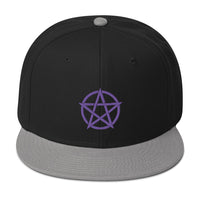 Purple Witchcraft Woven Pentacle Pagan Embroidered Flat Bill Cap embroidered snapback hat, product image 11