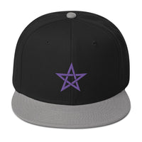 Purple Wiccan Woven Pentagram Symbol Embroidered Flat Bill Cap embroidered snapback hat, product image 11