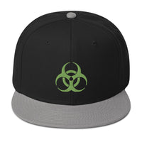 Green Bio Hazard Symbol Warning Sign Embroidered Flat Bill Cap embroidered snapback hat, product image 12