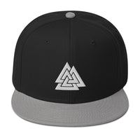 Viking Valknut Triangles of Power and Glory Embroidered Flat Bill Cap embroidered snapback hat, product image 12