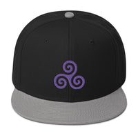 Purple Triskelion or Triskeles Spiral Embroidered Flat Bill Cap embroidered snapback hat, product image 10