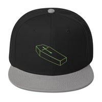 Green Toe Pincher Coffin with Cross Embroidered Flat Bill Cap embroidered snapback hat, product image 11