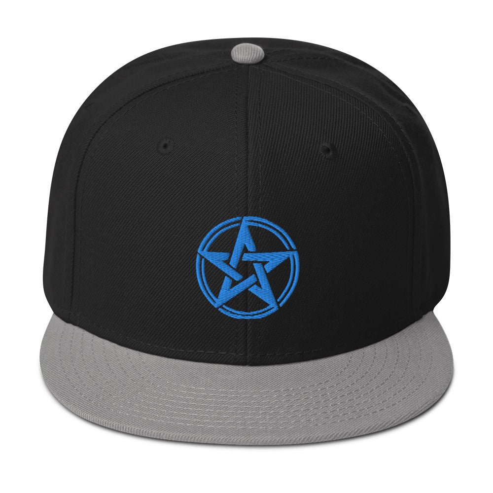 Blue Witching Hour Woven Pentagram Embroidered Flat Bill Cap Snapback Hat