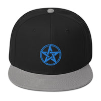 Blue Witching Hour Woven Pentagram Embroidered Flat Bill Cap embroidered snapback hat, product image 12