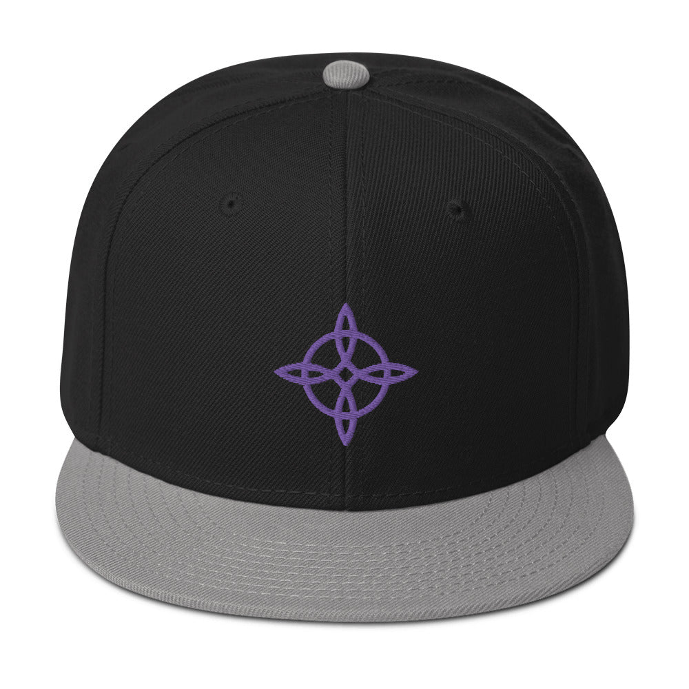 Purple Witches Knot Wicca Symbol Embroidered Flat Bill Cap Snapback Hat