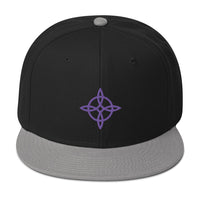 Purple Witches Knot Wicca Symbol Embroidered Flat Bill Cap embroidered snapback hat, product image 11