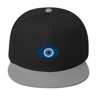 The Curse of the Evil Eye Embroidered Flat Bill Cap embroidered snapback hat, product image 1