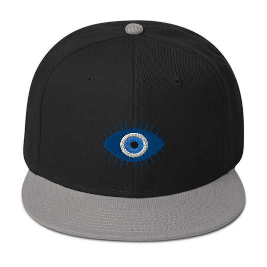 The Curse of the Evil Eye Embroidered Flat Bill Cap embroidered snapback hat, product image 1