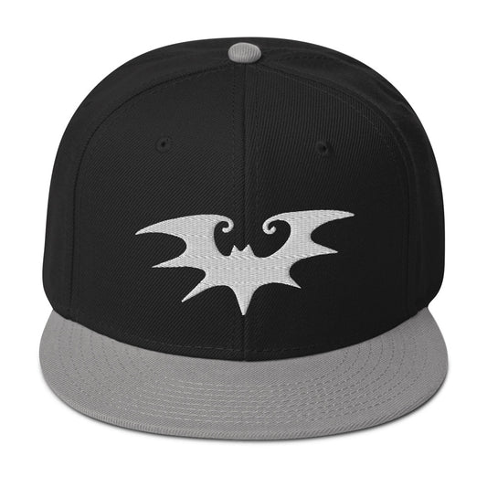 Spooky Goth Vampire Bat Embroidered Flat Bill Cap embroidered snapback hat, product image 1